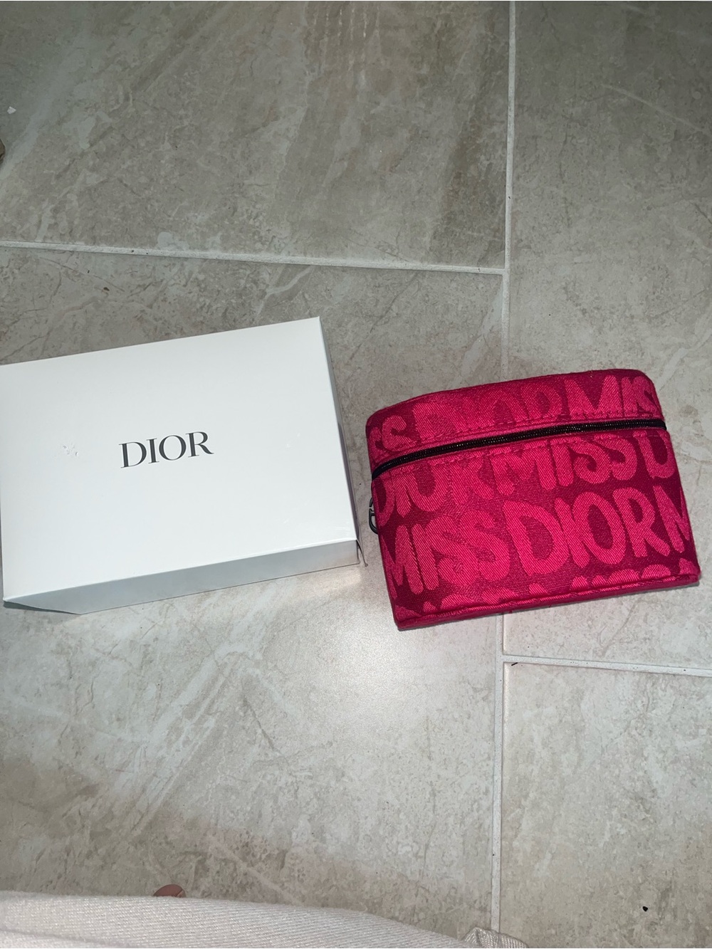 Dior Pink Miss Dior Jacquard Zip Cosmetic Case